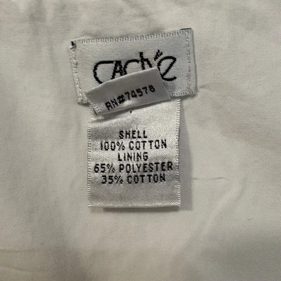 Cache Skirt Women White Navy Stripe A-Line Midi Skirt Cotton Size 10 - Picture 11 of 14